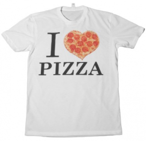 white I love pizza t-shirt