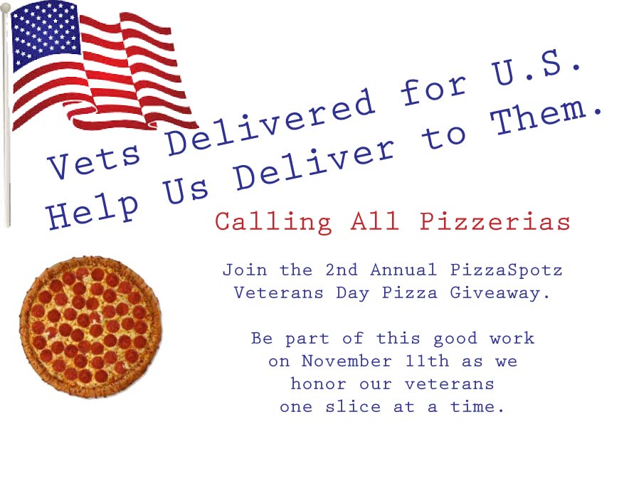 2nd Annual Veterans Day Pizza Giveaway