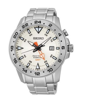 Seiko Men's Kinetic Gmt,Stainless Steel Case & Bracelet,100m